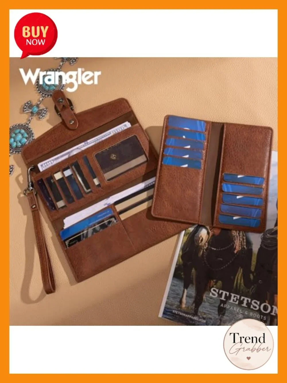 Montana West Wrangler Western Wristlet RFID Wallet with Detachable Card Holder